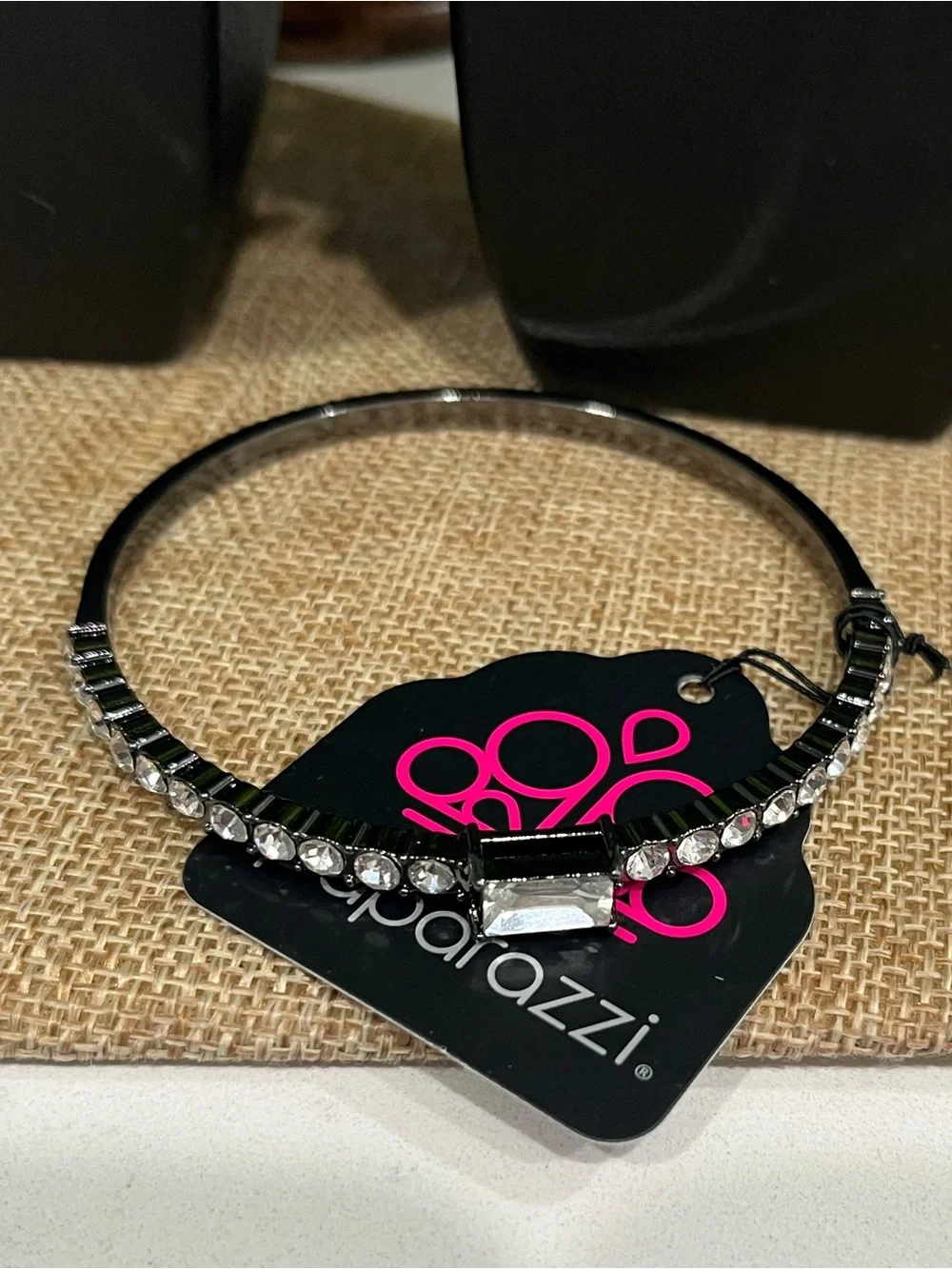paparazzi Black Crystal Accent Bangle Bracelet